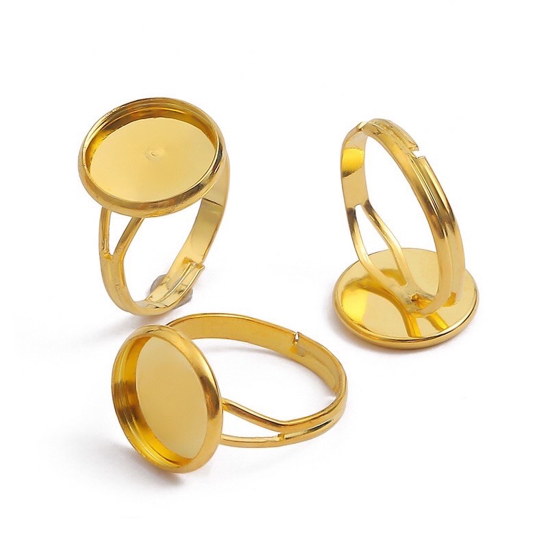 Bộ 2 Khuôn Nhẫn Kim Loại Màu Vàng Mặt Rỗng Trang Trí Resin - Trường Thịnh Sài Gòn