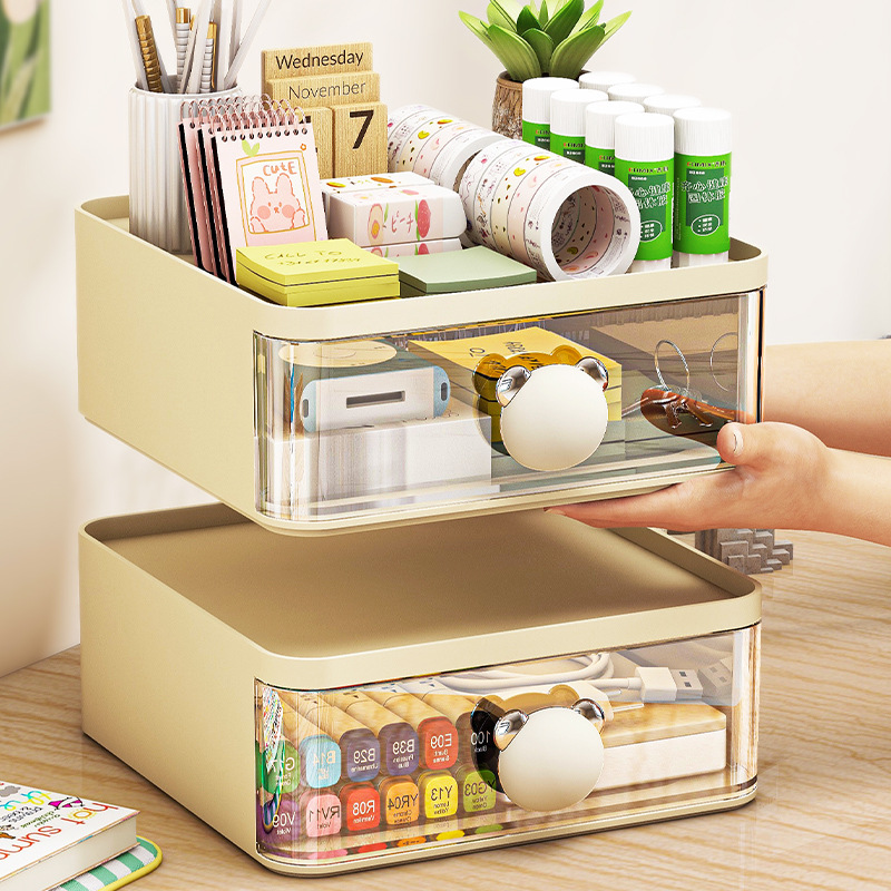 Desktop storage box, drawer style office, transparent student dormitory, multi-layer storage box, organizing miscellaneous items, cosmetics box