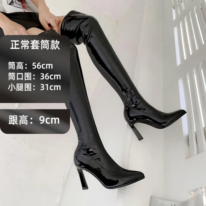 patent leather thigh boots
