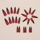 24Pcs Long Wine Red Fake Nails with Glue DIY Art Design False Nails Wearable Artificial Nails New 2025. 
