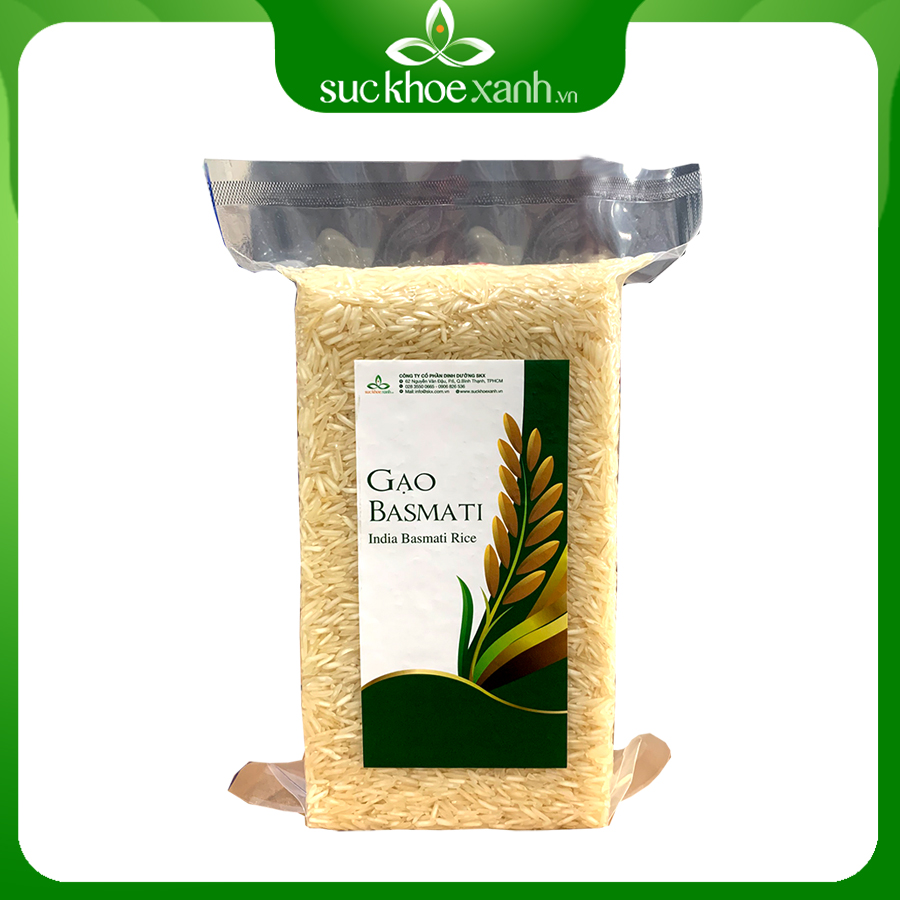 Gạo Basmati India SKX nhập khẩu Ấn Độ túi 1kg hỗ trợ người bị tiểu đường