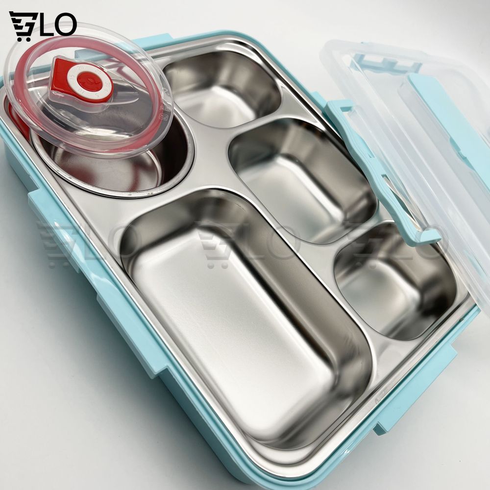 Bộ Khay Cơm Phần Giữ Nhiệt 5 Ngăn Inox 304