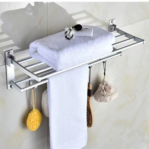 COD Silver / Black Bathroom Accessories Organizer Towel Hanging Rack ...