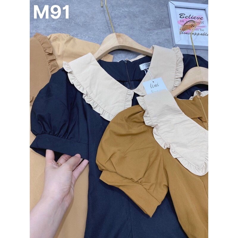 Đầm suông nữ cổ sen bèo dáng suông kate lụa M91