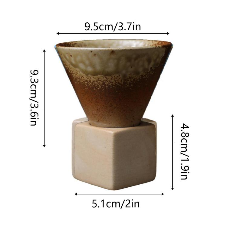 Coarse Ceramic Coffee Cup Ceramic Coffee Mug with Base Ceramic Mug with Base Creative Coffee Cup Funnel Coffee Tea Cup 200Ml/7 Oz Ceramic Cup Cone Shape Porcelain Mug Coarse fitting