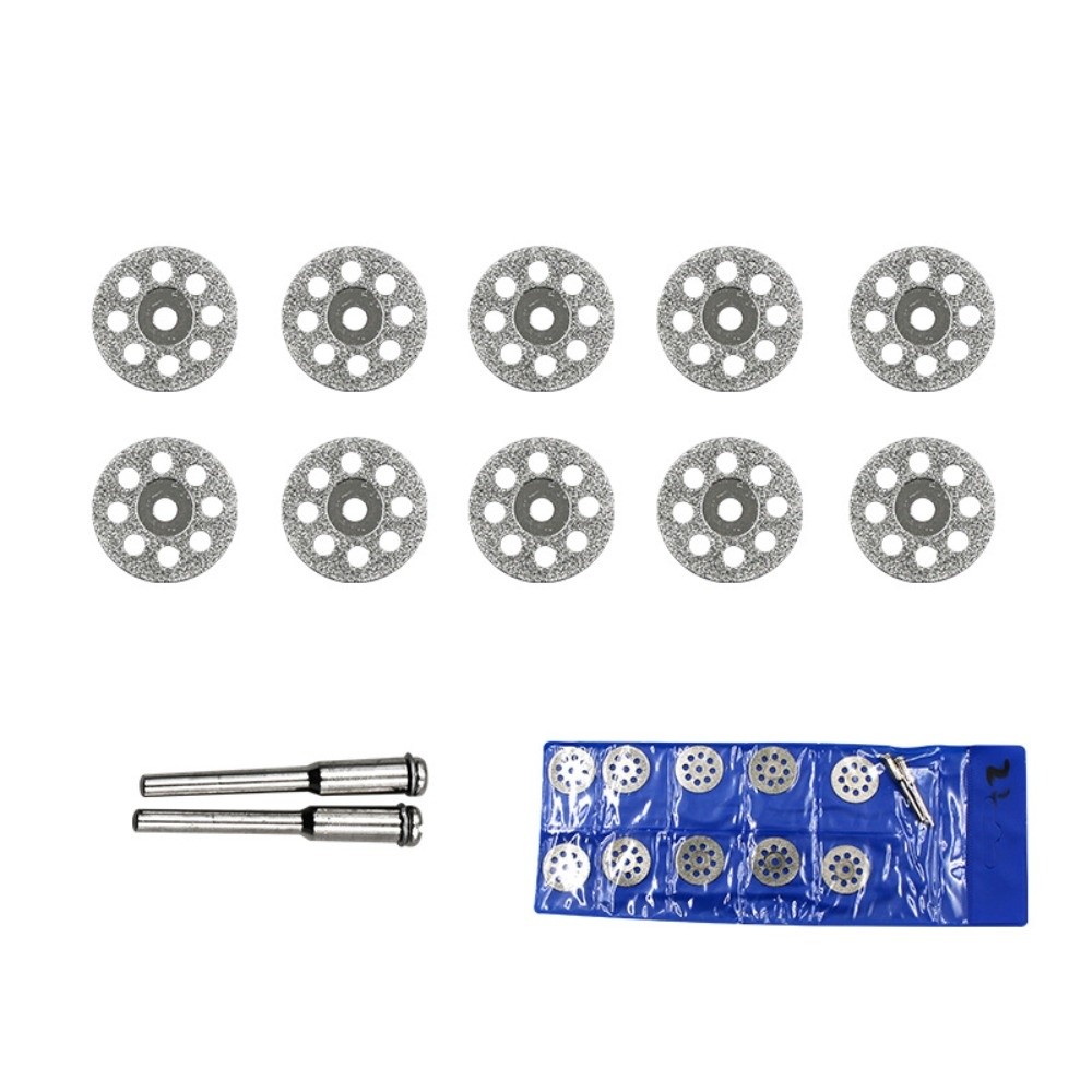 12Pcs Durable 22mm Diameter Diamond Cutting Disc 3mm Aperture with Mandrel Cutting Blade Set Mini Circular Saw Blade Metal Cutting. 