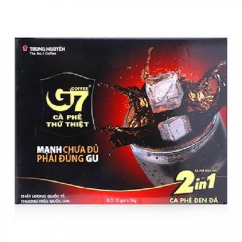 Trung Nguyên Legend Cà Phê Hòa Tan G7 2in1 – Hộp 15 Gói – Cà Phê Đen Đá Có Đường, Pha Nhanh, Gu Đậm