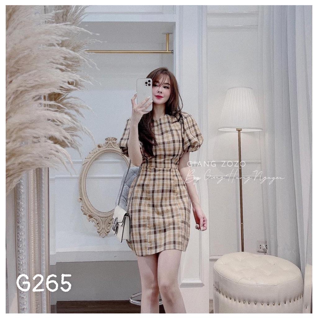 [HCM]Đầm xoè nữ tay búp caro kate lụa cao cấp dao phố g265