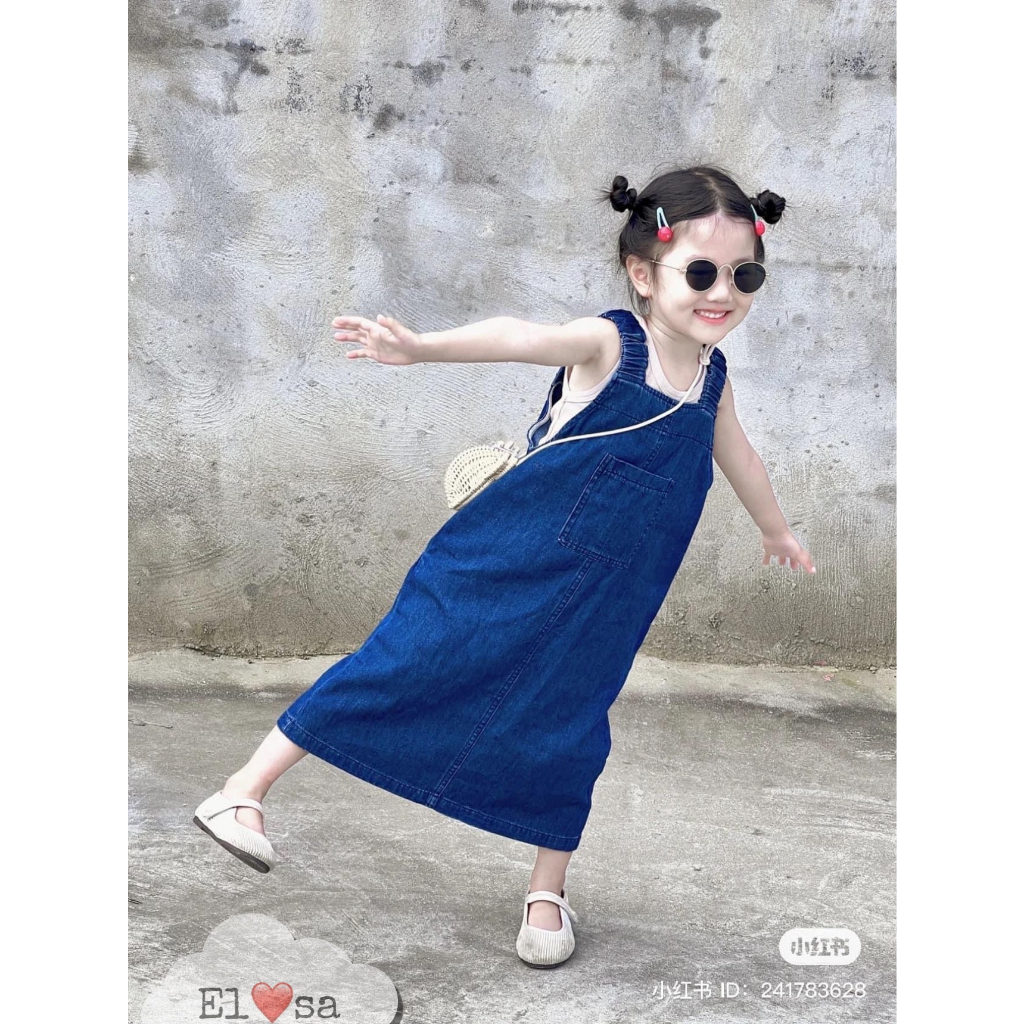 Quần áo bé gái- Set Áo Kèm Yếm Bò Dáng Dài Siêu Xinh Cho Bé 1-8 Tuổi