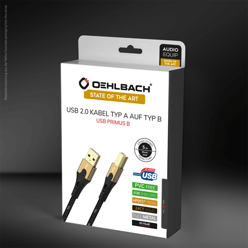 Dây cáp tín hiệu USB 2.0 dành cho DAC, music server, dài 1m Oehlbach USB Primus B