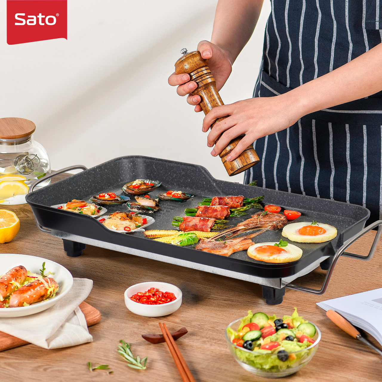 Bếp nướng điện vân đá hoa cương Sato BN11