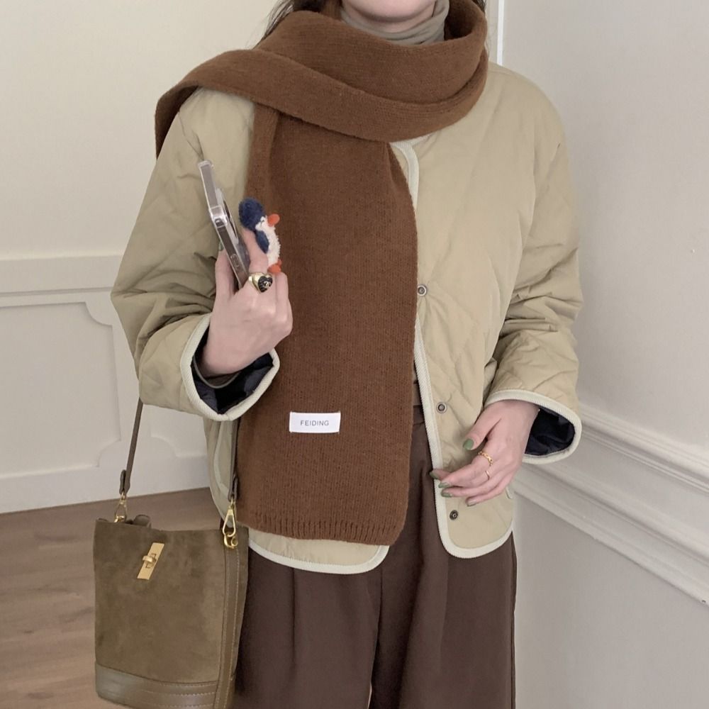 DKIEWQ Chữ cái Khăn Len Khăn choàng Cashmere Khăn Len Khăn Quàng dệt kim Dày Khăn quàng cổ phong cách Hàn Quốc Khăn quàng cổ ấm áp Nữ/Nam