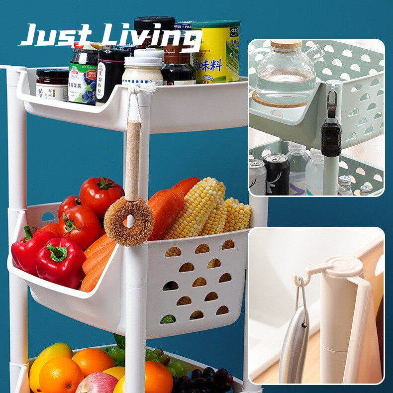 JustLiving Giá Đựng Rau Củ Nhà Bếp Nhiều Tầng Giỏ Đựng Đồ Đặt Sàn Giỏ Đựng Rau Củ Quả Gia Dụng Kệ Đựng Đồ Chơi Giá Đựng Đồ Phòng Tắm