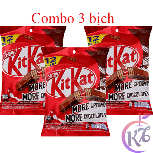 Combo 3 bịch bánh xốp phủ socola kitkat sb 2f 12 thanh / gói 204g - nestle cocoa bịch 204g - banh xop socola