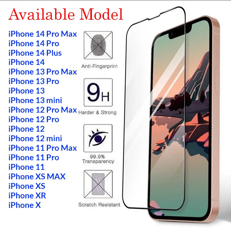 KUZOOM Screen Protector For Iphone X Xr Xs Max, 11 Pro Max, 12 Pro Max, 13 Pro Max, 14 Pro Max, 15 Pro Max, 16 Pro Max, 17 Pro Max, 17 Air, 14Plus, 15Plus, 16Plus Protective Tempered Glass Screen Protector.