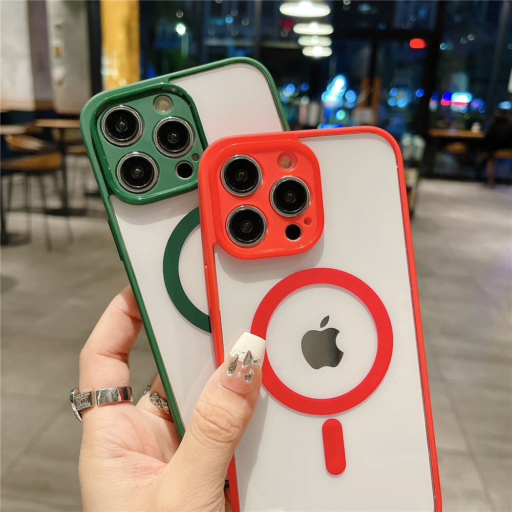 Macaron Ống kính Ốp bảo vệ cho iPhone 11 12 13 14 15 Pro Max vỏ màu trơn từ tính Cover quay lại vỏ thời trang ốp điện thoại di động chống sốc