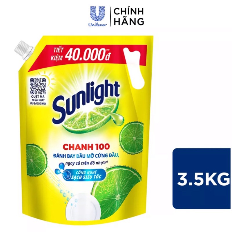 Nước Rửa Chén Sunlight Chanh 3.5kg ( Túi Khủng )