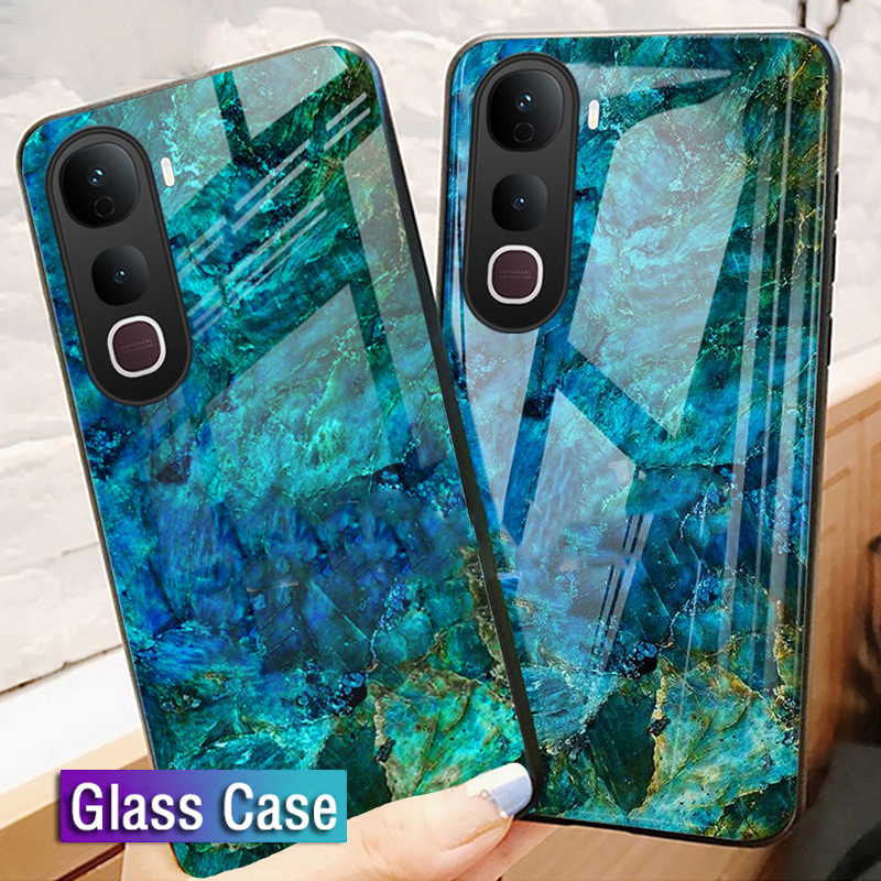 For VIVO IQOO Z10 Z10 Lite Phone Case Fashion Marble Pattern Phone Case Tempered Glass Protected Soft Silicone Bumper for Vivo iqoo Z10 Z10 Lite Cover Casing HP