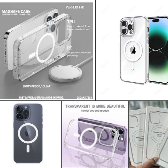 Anti Yellow IC Case For iPhone 11, 12 Pro Max, 13 Pro Max, 14 Pro Max, 15 Pro Max, 16 Pro Max, 17 Pro Max, 17 Air, 15 Plus, 16 Plus, Magsafe Clear Case Animation Magnetic Suffering Mobile Transparent Phone Back Cover.