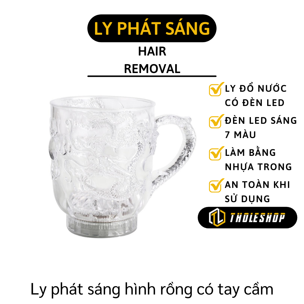 Ly phát sáng nhiều màu - Ly phát sáng khi rót nước hình rồng có tay cầm - Cốc tự động phát sáng khi rót nước cực lạ