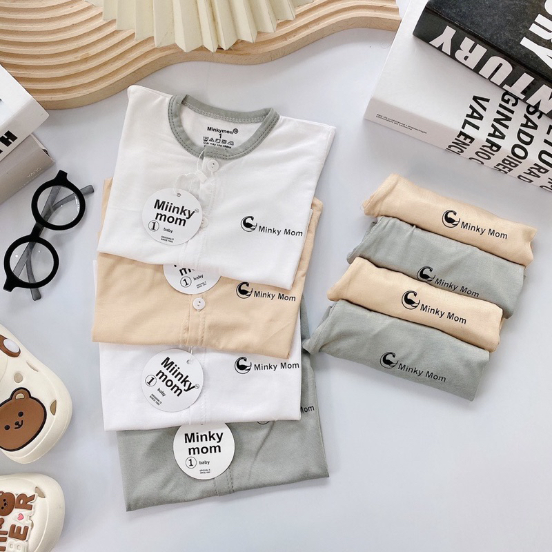 Bộ sơ sinh ngắn tay thun lạnh Minkymom