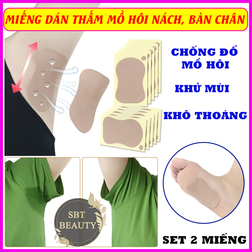 Set 2 Miếng Dán Thấm Mồ Hôi Nách Và Lòng Bàn Chân – Hút Mồ Hôi, Khử Mùi, Diệt Khuẩn, Làm Khô Thoáng Áo Và Giày Dép