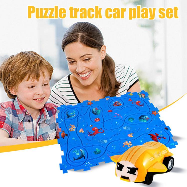 Puzzle car track playset diy assembling rail play set for children battery - ảnh sản phẩm 7