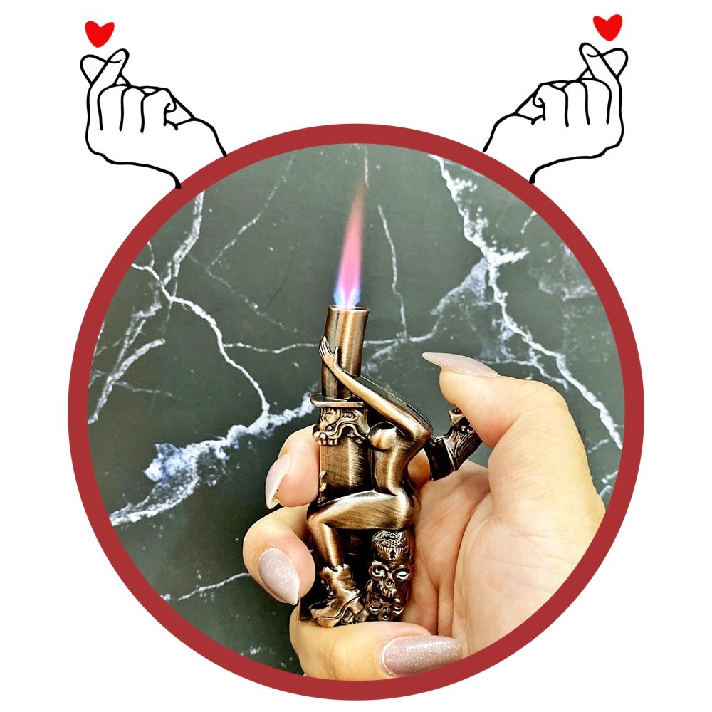 [HCM]Bật Lửa Gas Khè Kim Loại Hình Cô Gái (Chọn Mẫu)
