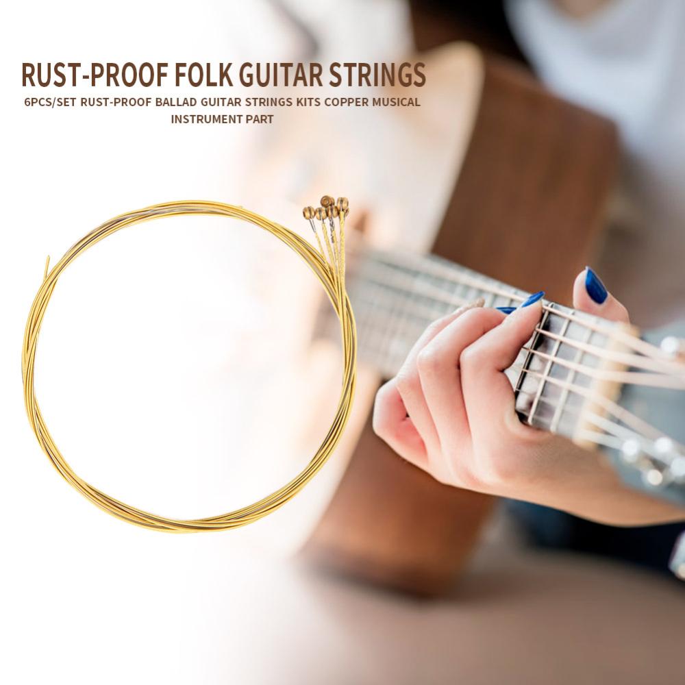 6 cái/bộ đồng chống gỉ Dây Guitar dân gian cho bộ phận Đàn ghi ta âm thanh