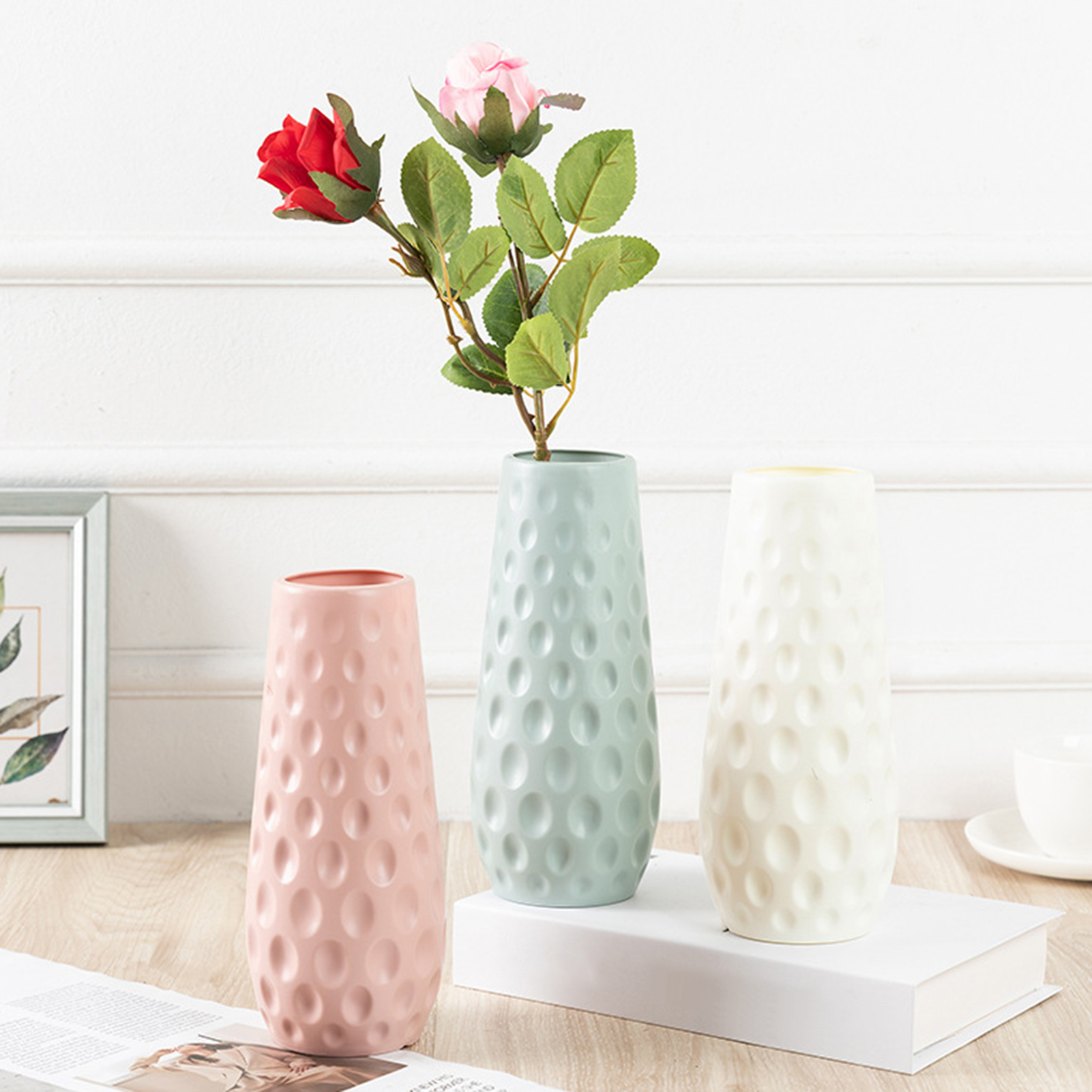Youlianba Decorative Flower Vase Vase Decoration Modern Nordic Style Flower Vase Unique Texture Smooth Edge Desktop Decoration Ideal