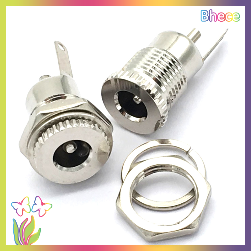 Bhece 10Pcs Metal 5.5 x 2.1mm DC Power Female Jack Panel Mount Socket Connector