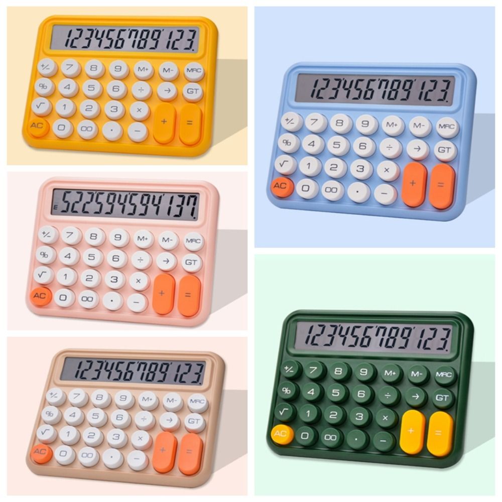 MMLUCK 12-digit Mechanical Calculator Large Display Silent/Voice Version Soft Keyboard Mini Calculator Convenient Calculation Candy Color Voice Model Calculator Mechanical Do Office Work