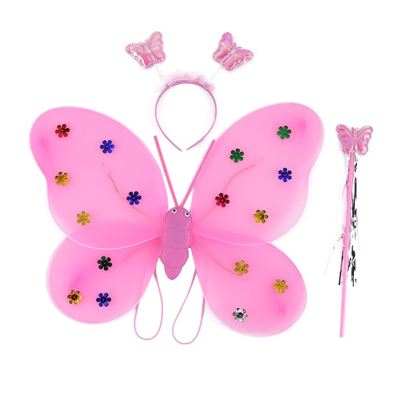Cánh bướm thiên thần CÓ ĐÈN kèm Gậy và vương miện cho bé gái - Đồ chơi trung thu Smart Baby