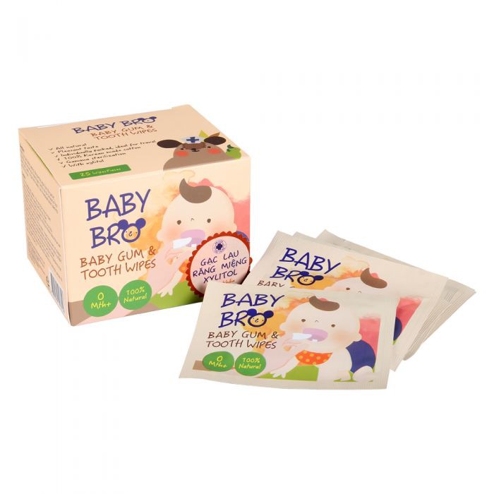 Rơ lưỡi cho bé hộp 25 khăn lau răng miệng tưa lưỡi Hàn Quốc Baby Bro - ACuteBaby