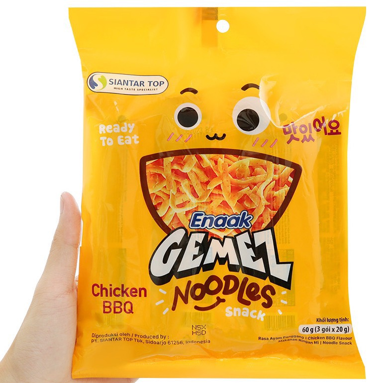 MÌ SNACK ENAAK GEMEZ BBQ hương gà [Túi 3 gói x 20gr]