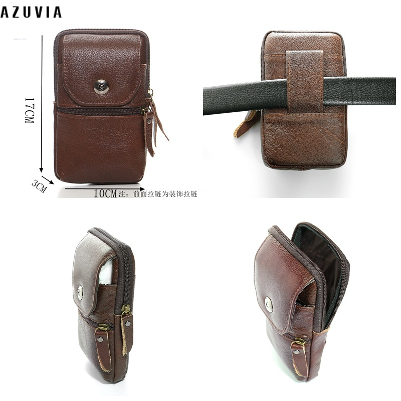 Azuvia 2023 men's belt - multifunctional cowhide mobile phone bag waist pack - hanging waist mobile phone bag