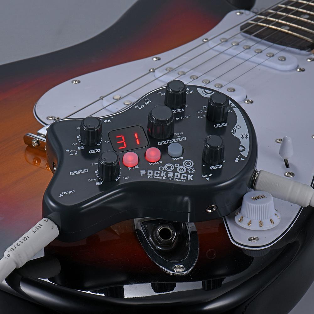 Ammoon Pockrock Đàn guitar cầm tay đa Bộ xử lý hiệu ứng bàn đạp hiệu ứng 15 loại hiệu ứng 40 nhịp Trống chức năng lên dây có bộ chuyển đổi điện