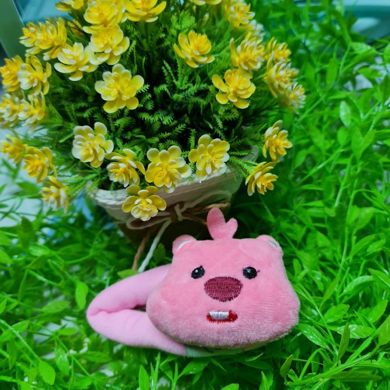 Dây buộc tóc hoạ tiết gấu hồng Loopy dễ thương