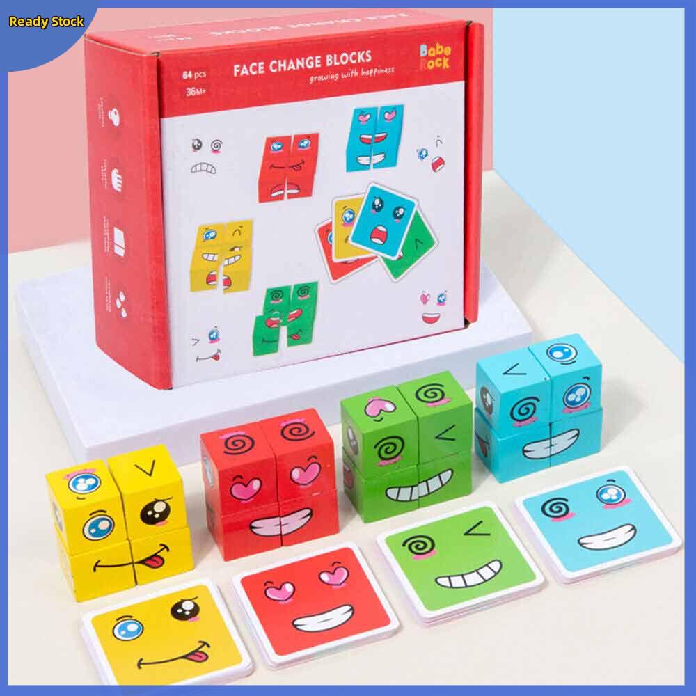 Kid Face Change Cube Parent Child Board Game Puzzles Toy Building Block Learning