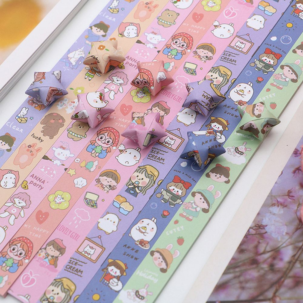 Kawaii 136PCS DIY Origami Outer Space Art Crafts Party Decoration Star Simple Pattern Star Origami Paper Strip Origami Paper Sky Stars Paper. 