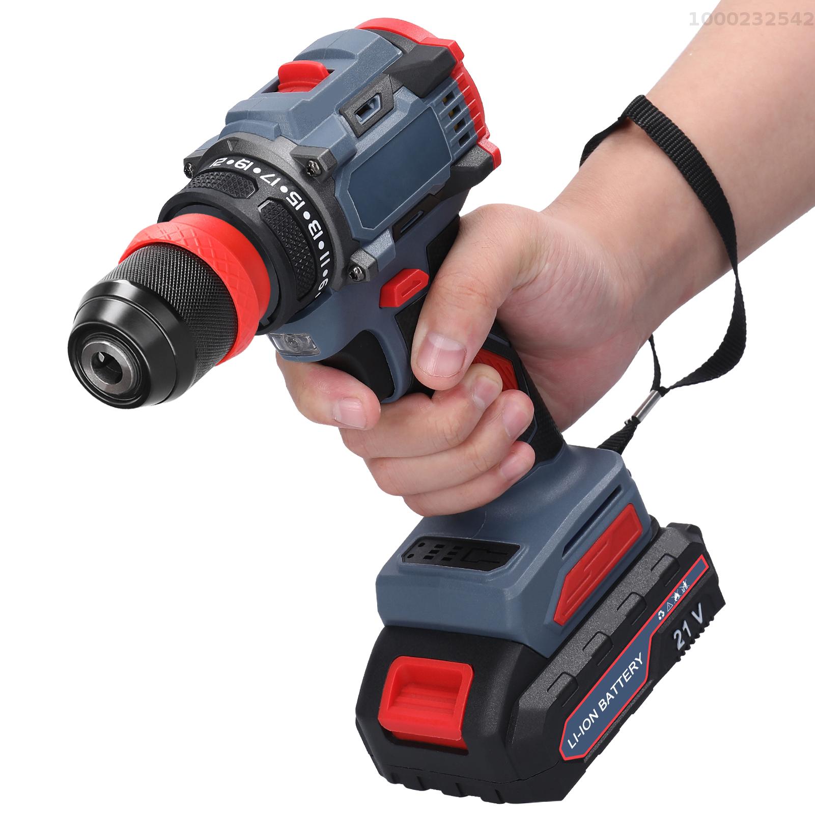NANWEI 21V 2in1 Lithium Drill Electric Screwdriver Multi-function Power Tool 55Nm Torque Brushless Motor Practical Screw Driver for Home Appliances Furniture Installation Automotive Electronics Repairing