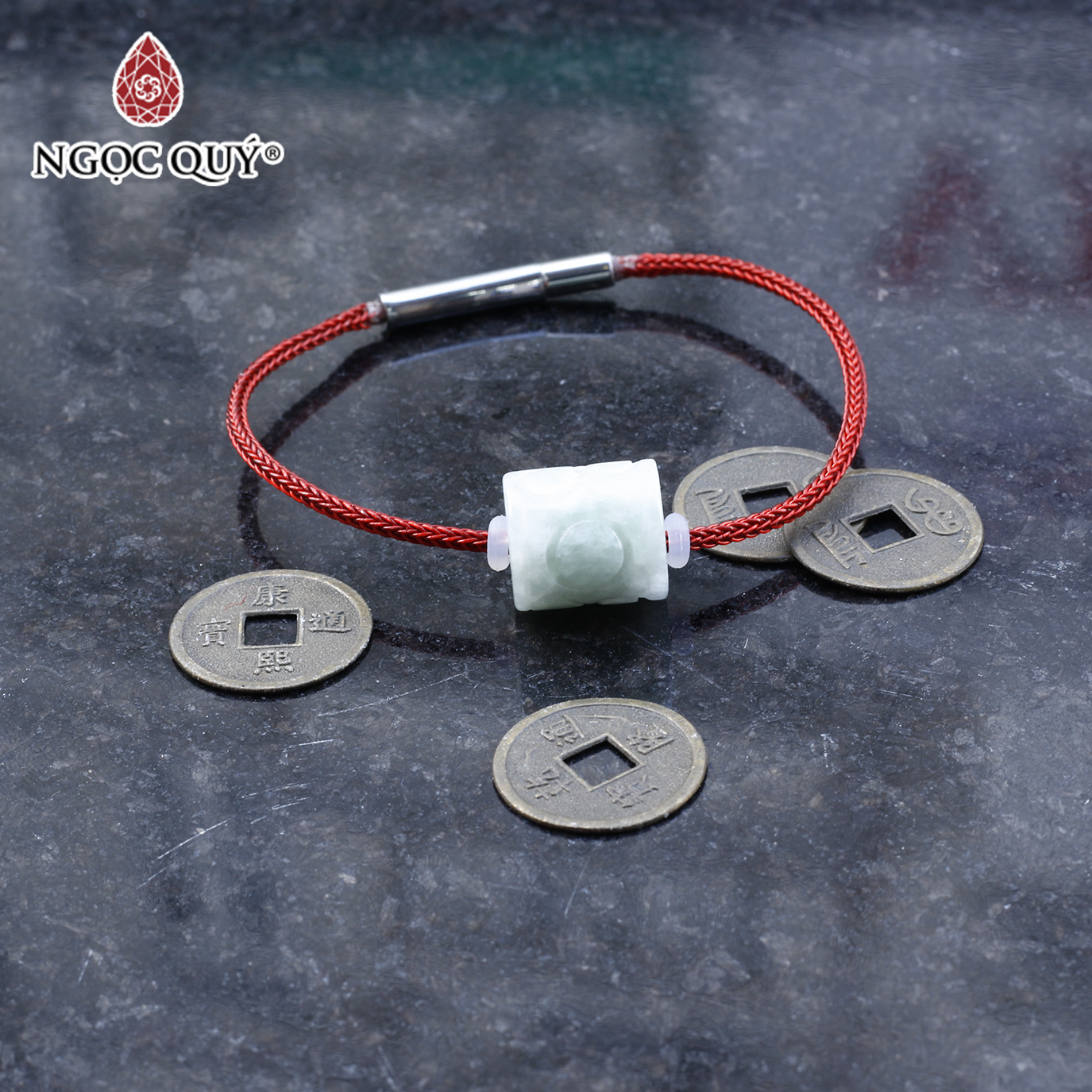 Vòng tay lu thống đá đá cẩm thạch A mệnh hỏa mộc - Ngọc Quý Gemstones