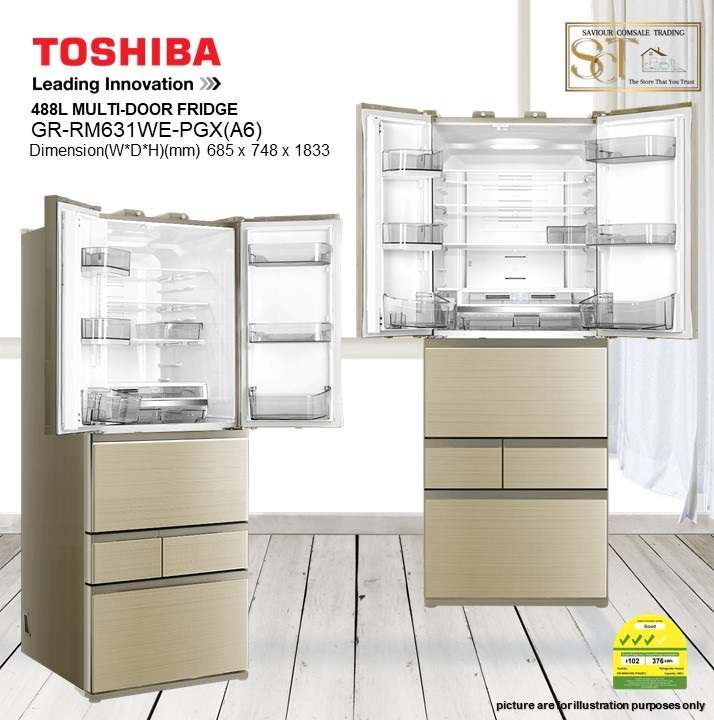 TOSHIBA GR-RM631WE-PGX(A6) 588L MULTI DOOR BOTTOM FREEZER