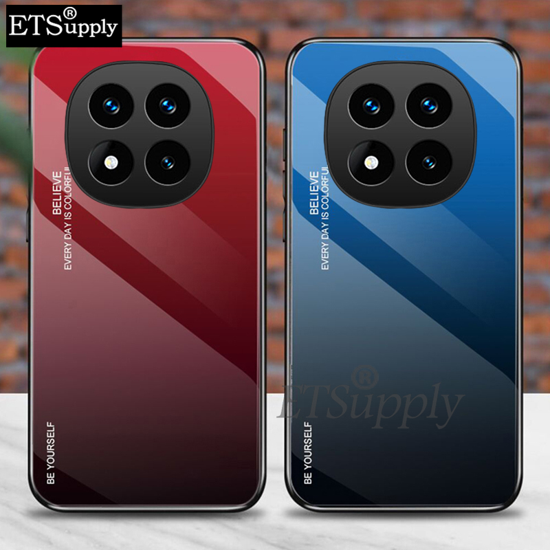 Phone case Xiaomi Poco X7 Pro Gradient Mirror Tempered Glass Protector Hard Back Cover Poco X7 Case.