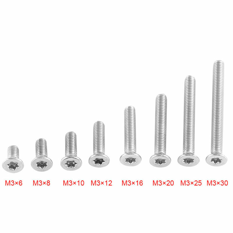25/50pcs M2.5 M3 M4 304 A2 Stainless Steel Torx Screws Flat Head Countersunk Hex Sockets