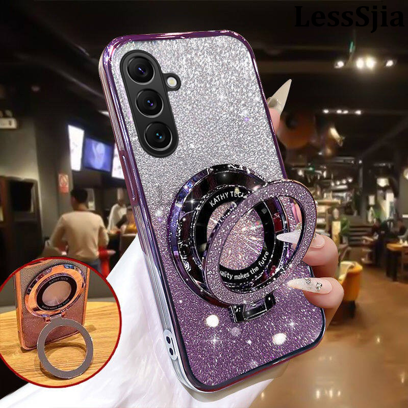 Phone cover Galaxy A16 A06 Back case Fashionable Frosted Silicone Soft Clear Dustproof Bracket Adsorb Holder for Samsung Galaxy A06 A16 Phone cases.