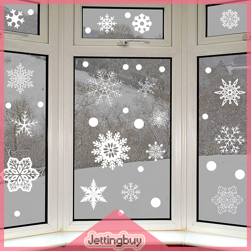 【Jettingbuy】 Flash Sale Christmas 37pcs Glitter Snowflake Clings Window Film Glass Sticker Static Decal