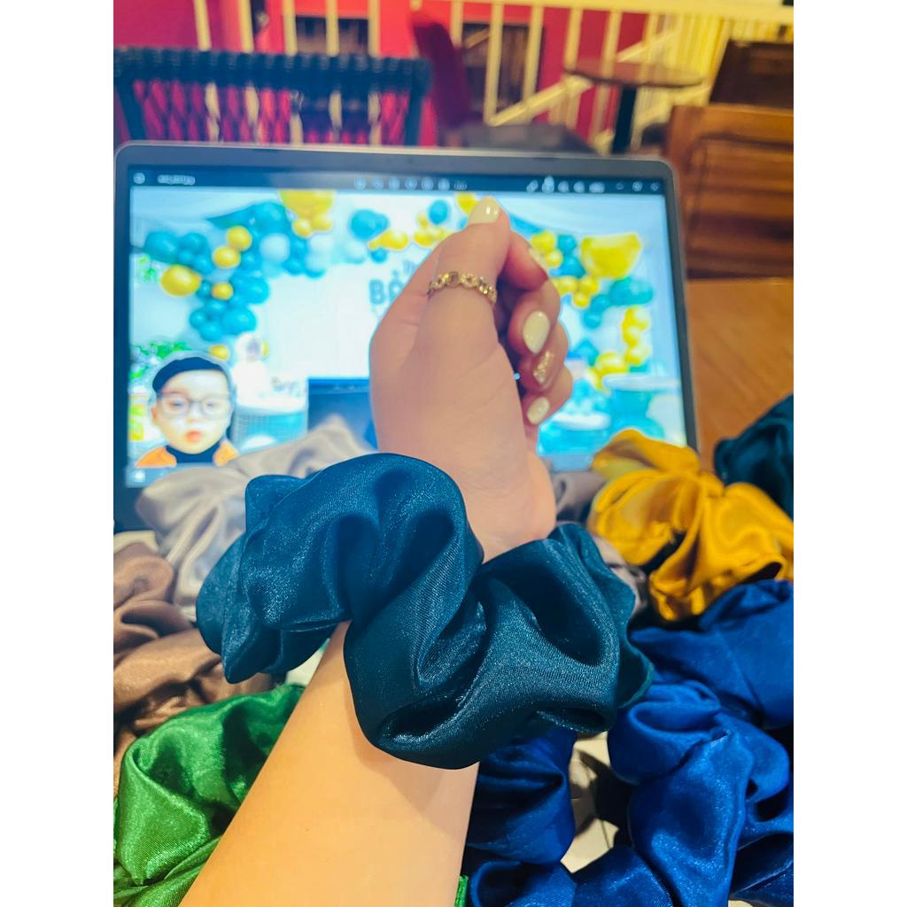[PHI BÓNG] Dây buộc tóc Scrunchies handmade chất lụa, phi bóng mềm mịn, dây cột tóc vải dễ thương cho nữ