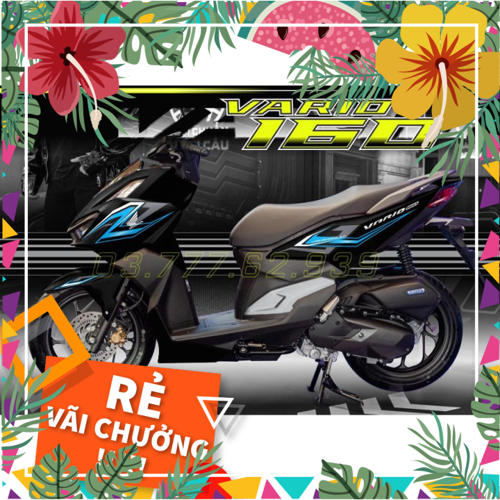 Tem rời vario 160 xe đen - mẫu sọc xanh xám siêu hot 2023