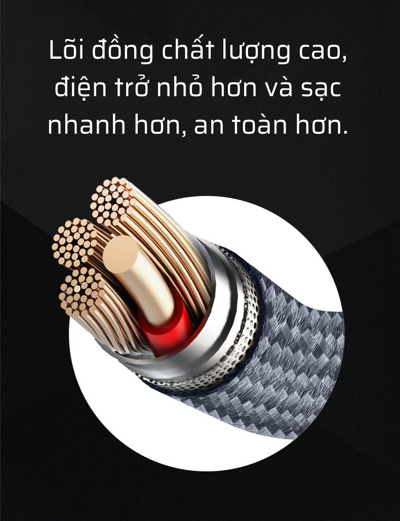 Cáp sạc Romoss, cáp sạc 3in1 CB25A cổng sạc Type-C Lightning Micro USB dây dài 2m